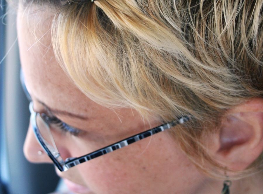 Model wearing Half-frame frames